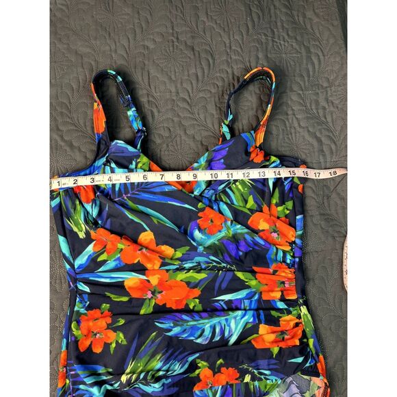 Miraclesuit Tropical Sunset Hidden Treasure 1pc T-Control Swimsuit SZ8:Pre-Owned - Picture 5 of 8